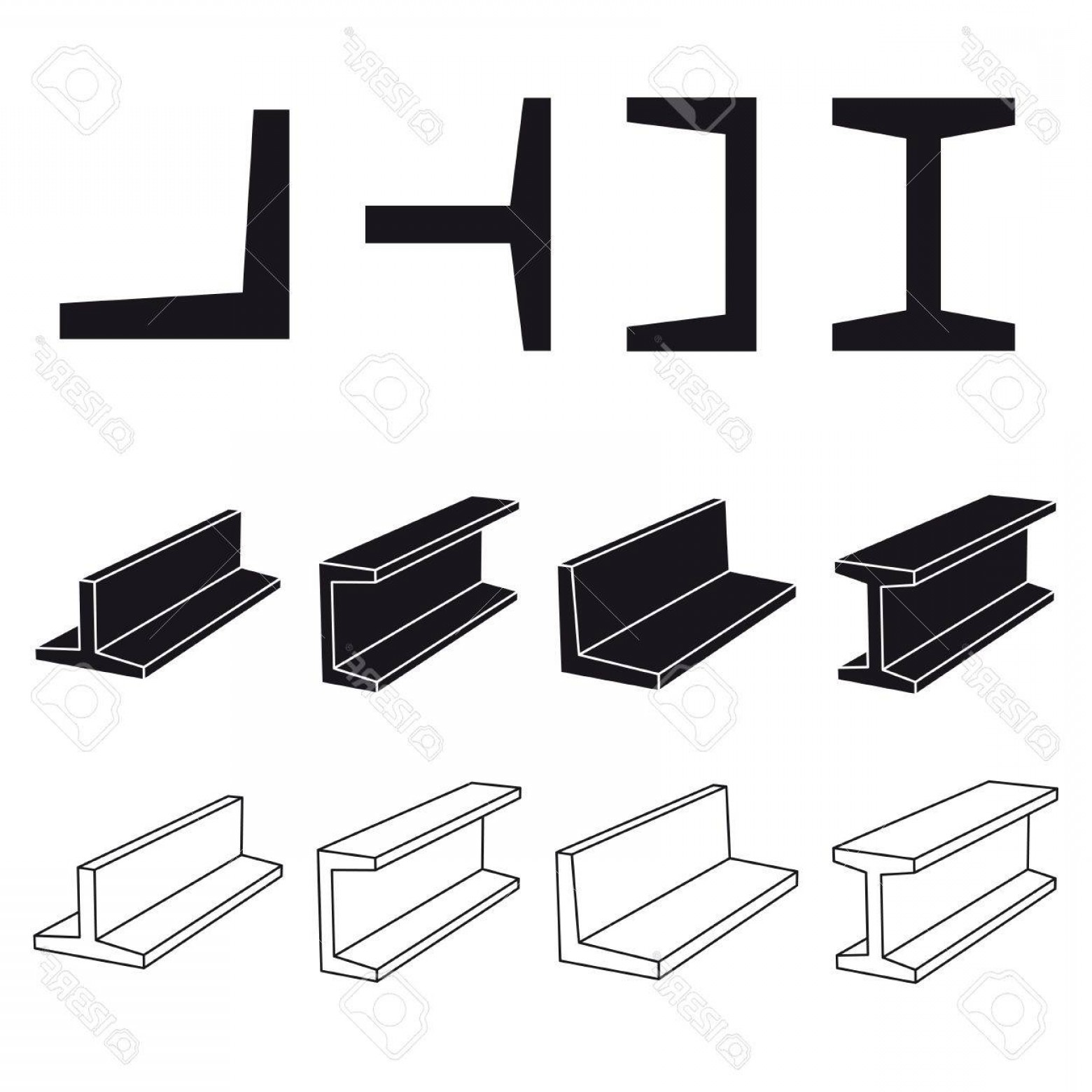 1560x1560 Photostock Vector Steel Metallurgy Beam Profile Symbol Vector