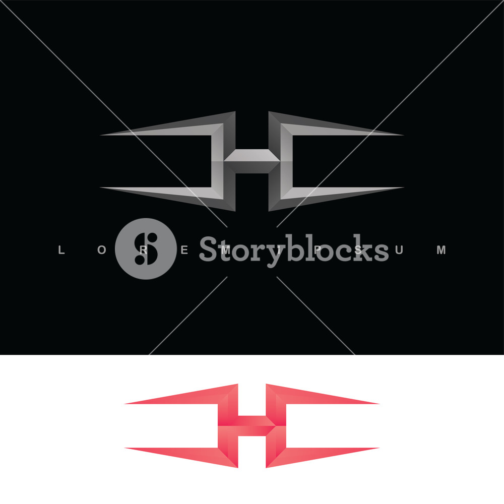 1000x1000 Alphabet Letter H Logo Logotype Template Silver Metal Steel Vector