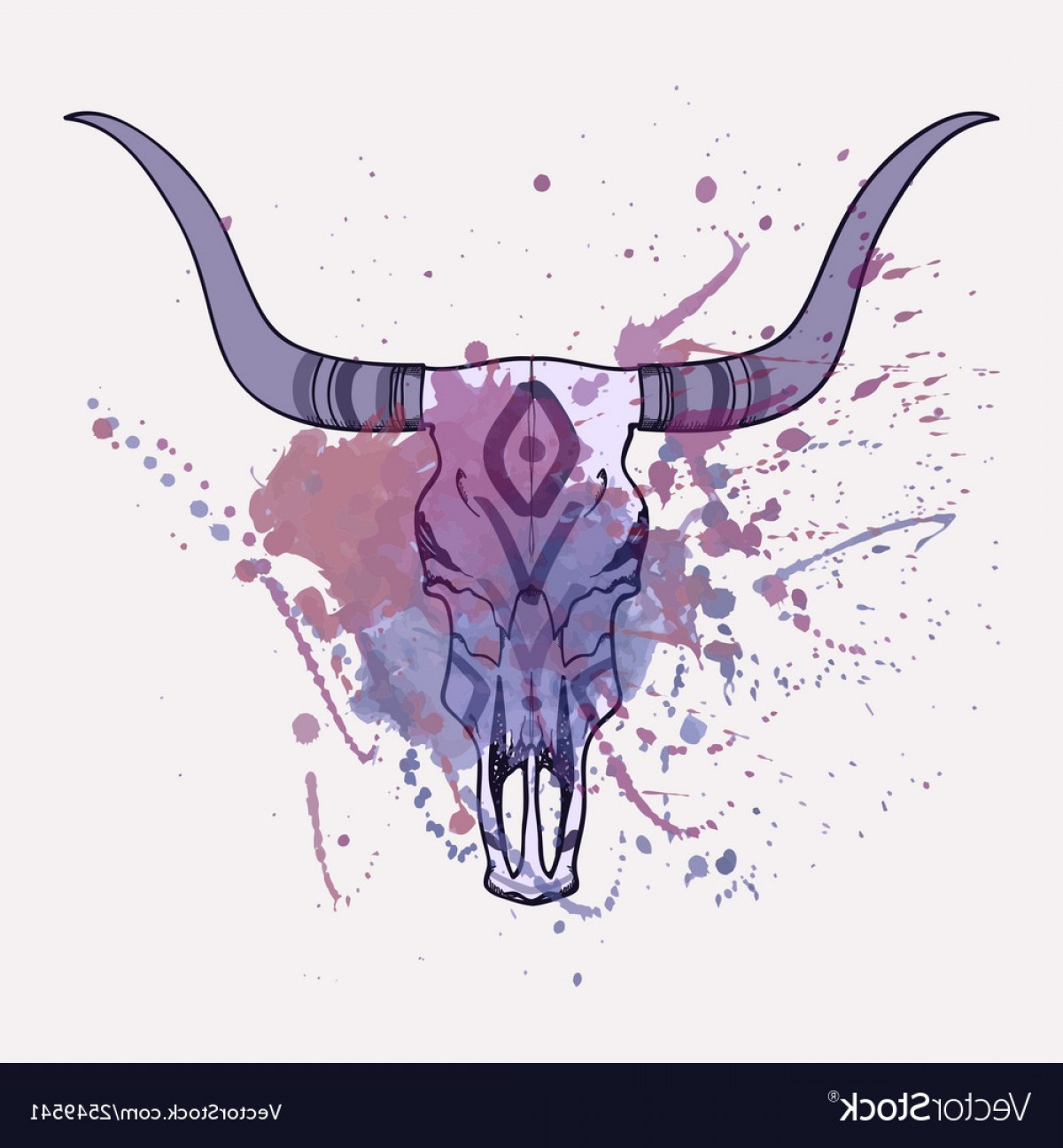 1200x1296 Bull Skull With Watercolor Splash Vector Createmepink