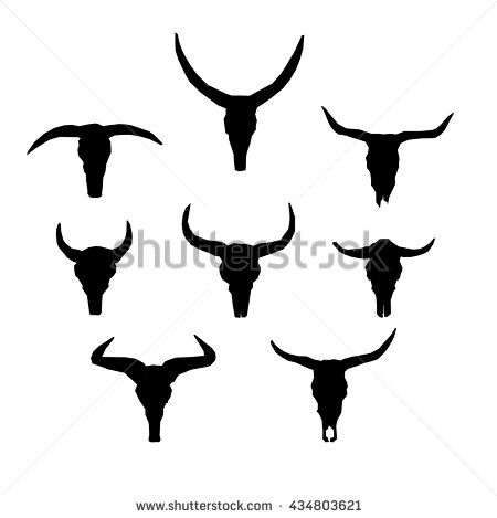 450x469 Bull Silhouette Skull Vector Illustration, Animal Abstract Cow