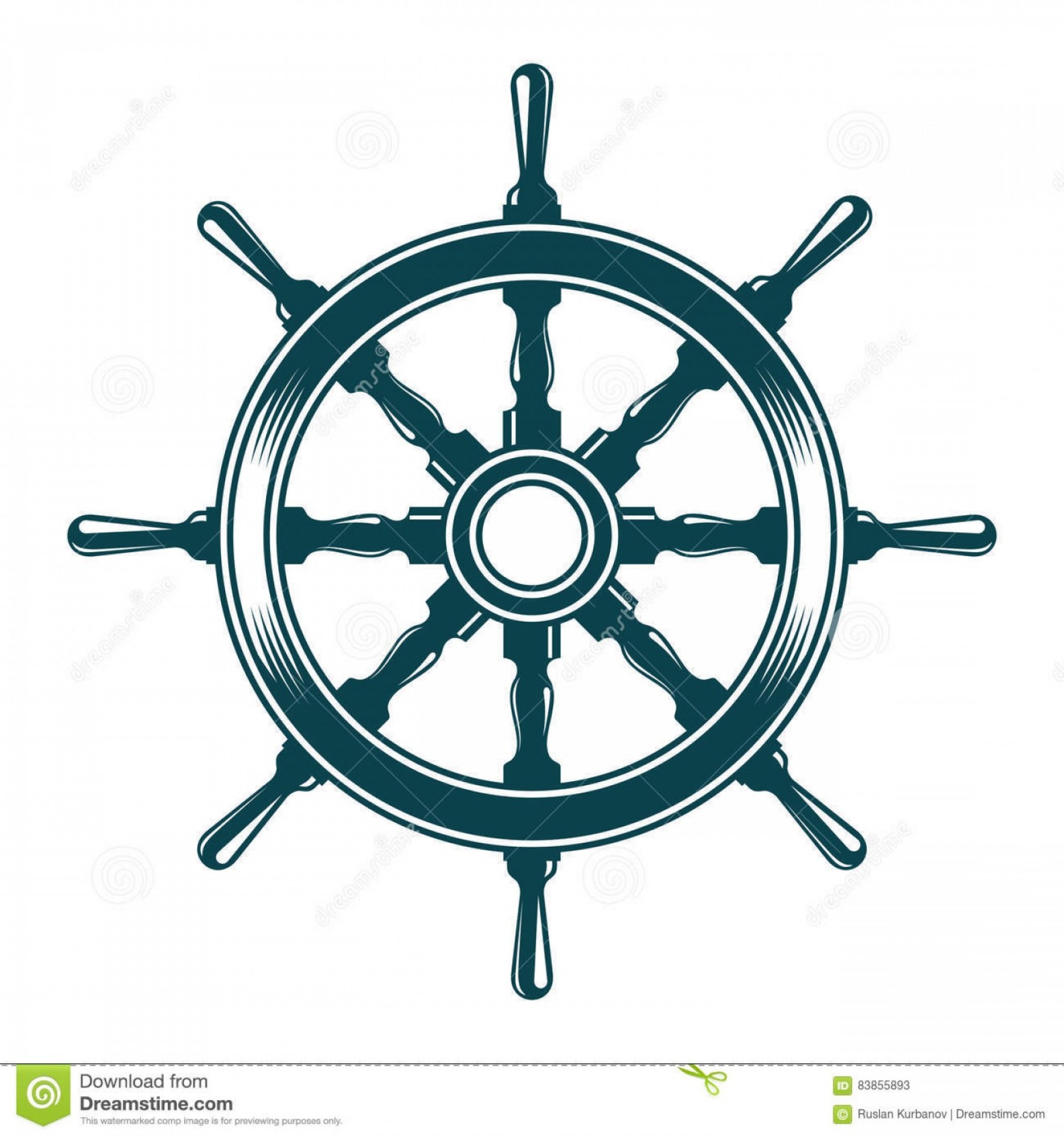 1872x2001 Stock Illustration Ship Steering Wheel Vintage Vector Illustration