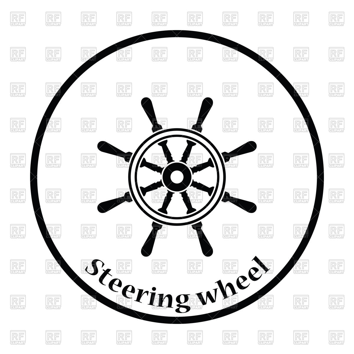 1200x1200 Thin Circle Design Icon Of Steering Wheel Vector Image