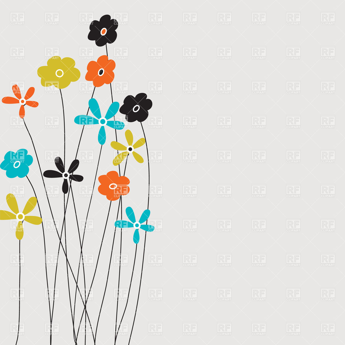 Several Cartoon Flowers On Long Stems Vector Image Of Plants 1200x1200 Several Cartoon Flowers On Long Stems Vector Image Of Plants