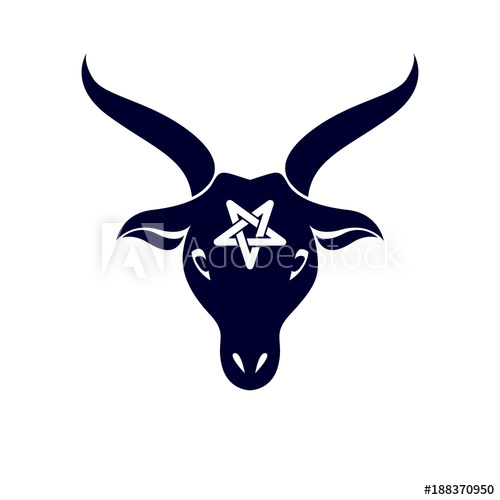 500x500 Vector Graphic Emblem Of Horned Goat Head Made With A Pentacle
