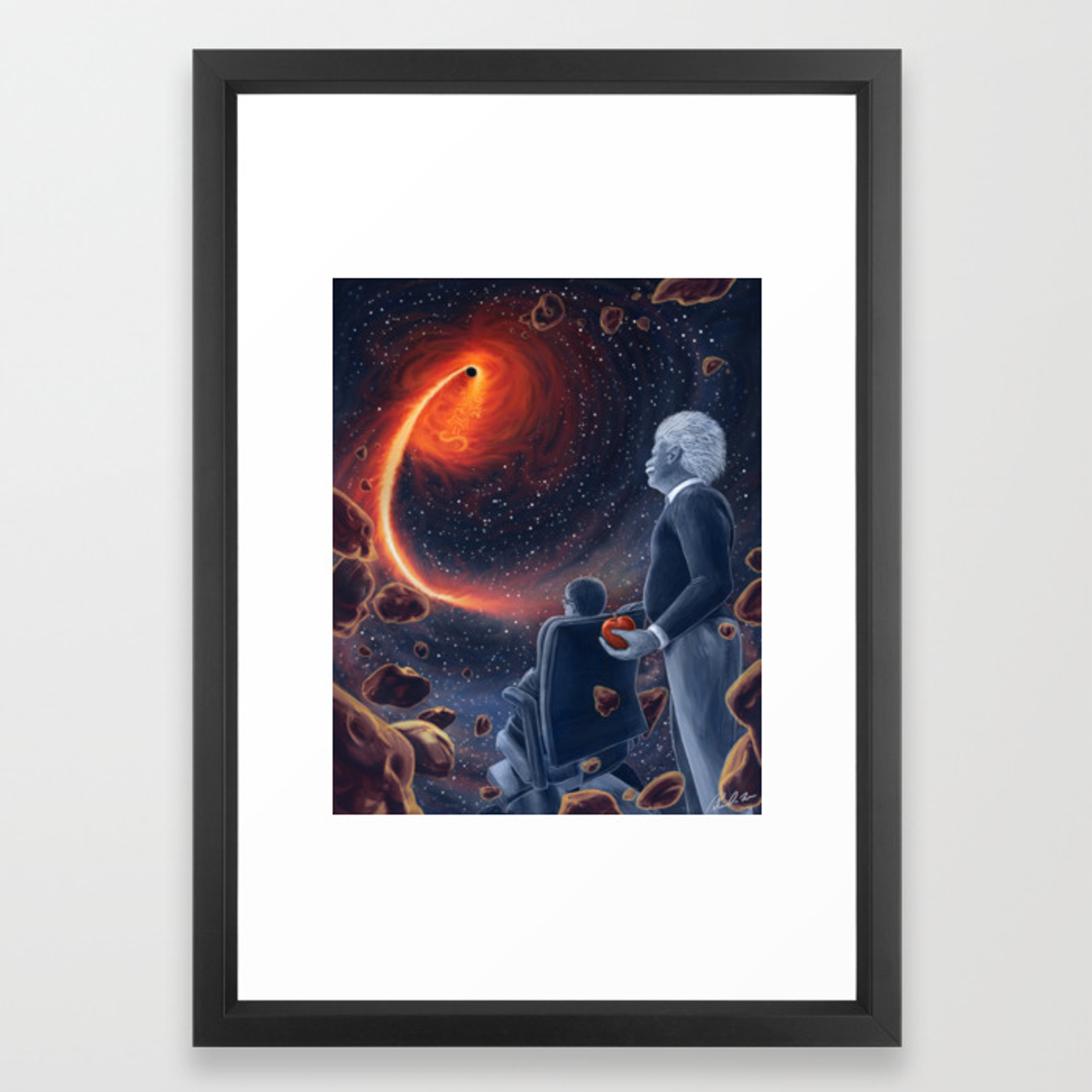 1500x1500 Ghosts In The Sky Stephen Hawking And Albert Einstein Framed Art