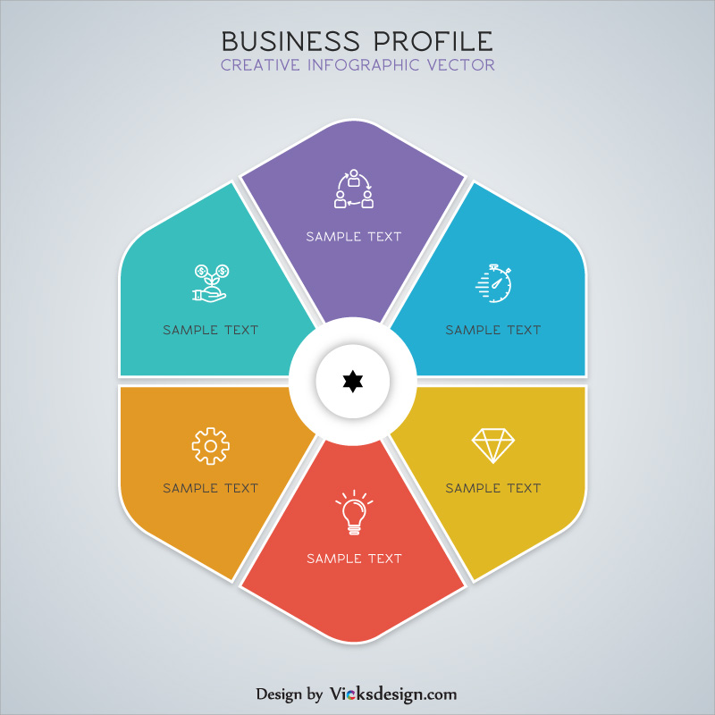 800x800 Business Profile Info Graphic, Marketing Overview Steps Vector