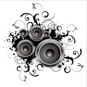 300x300 Grunge Party Box In Stereo Vector Studiogrfx