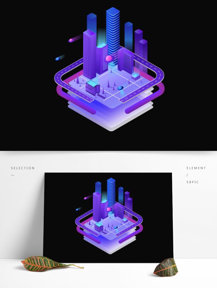700x930 Isometric Technology Science Fiction Future City Gradient