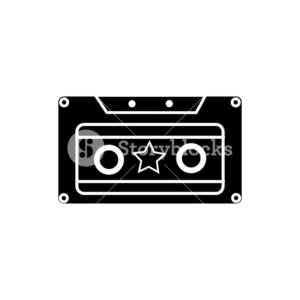 1000x1000 Contour Old Cassette Retro Object Stereo Vector Illustration
