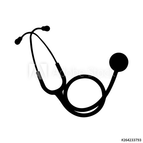500x500 Black Stethoscope Silhouette On White Background