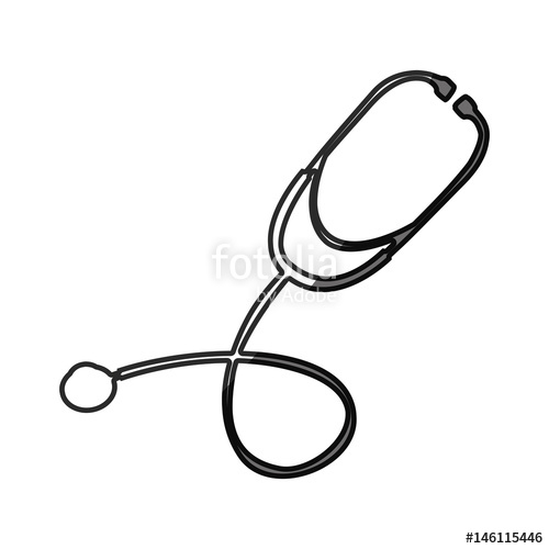500x500 Grayscale Silhouette With Symbol Of Stethoscope Vector