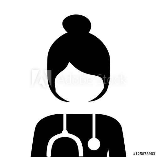 500x500 Silhouette Of Medical Doctor Woman With Stethoscope Tool Over