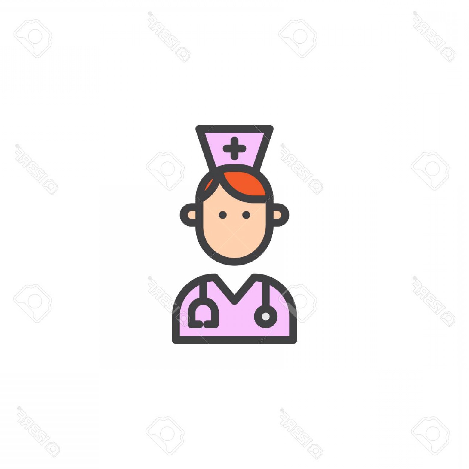 1560x1560 Photostock Vector Nurse With Medical Stethoscope Filled Outline