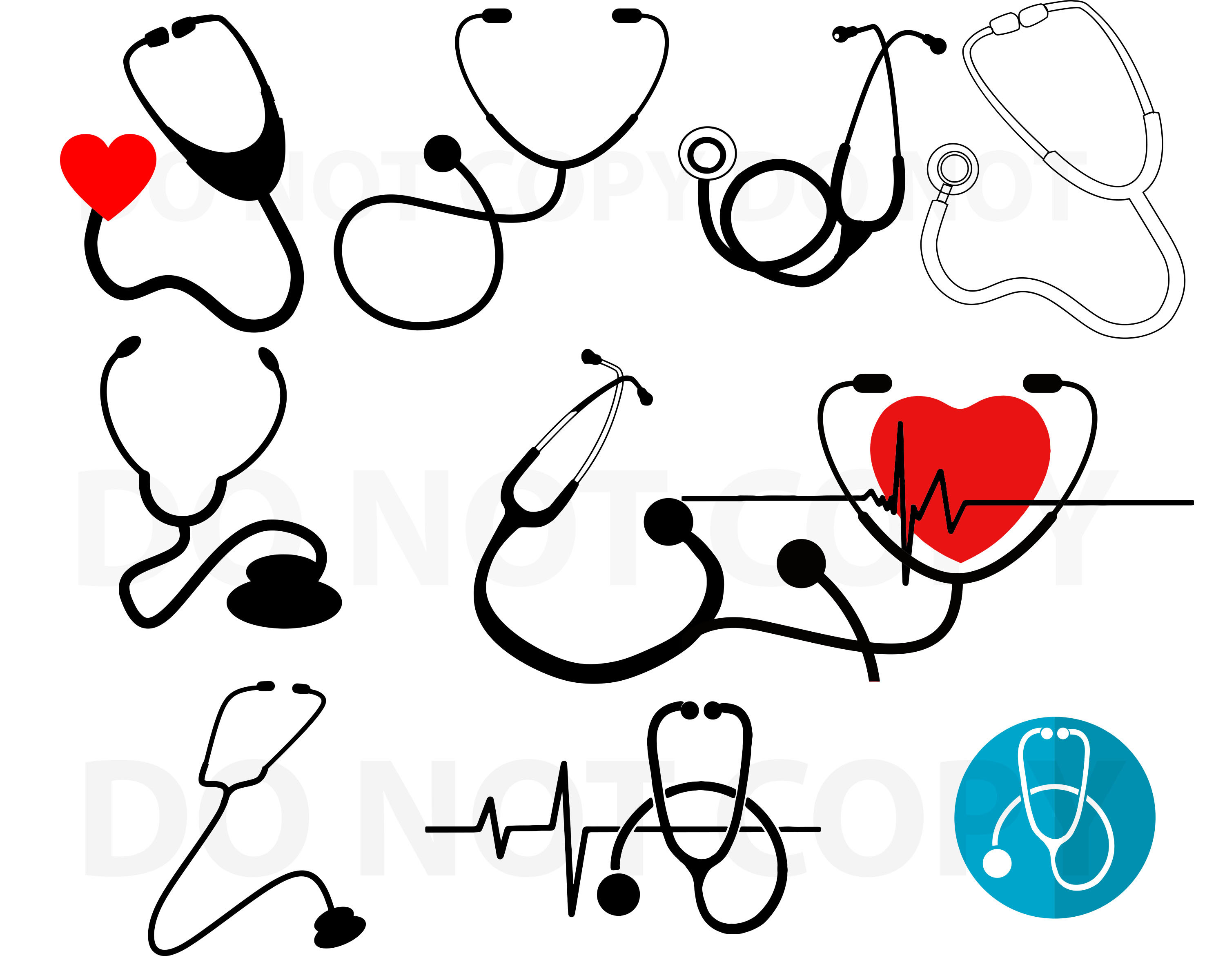3000x2400 Stethoscope Bundlestethoscope Vector For Etsy
