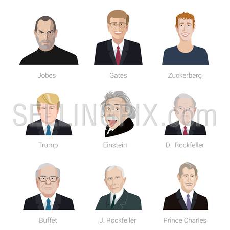 450x450 Flat Style Vector Icon Set Of Portraits Of Famous Men Steve Jobs