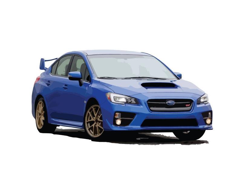 794x612 Subaru Wrx Sti Blue From Front Vector Vectorized Print Ultra Etsy