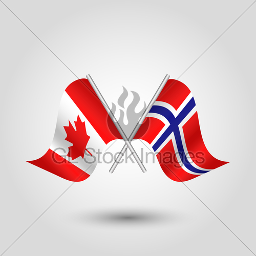 500x500 Vector Crossed Canadian And Norwegian Flags On Silver Sti Gl