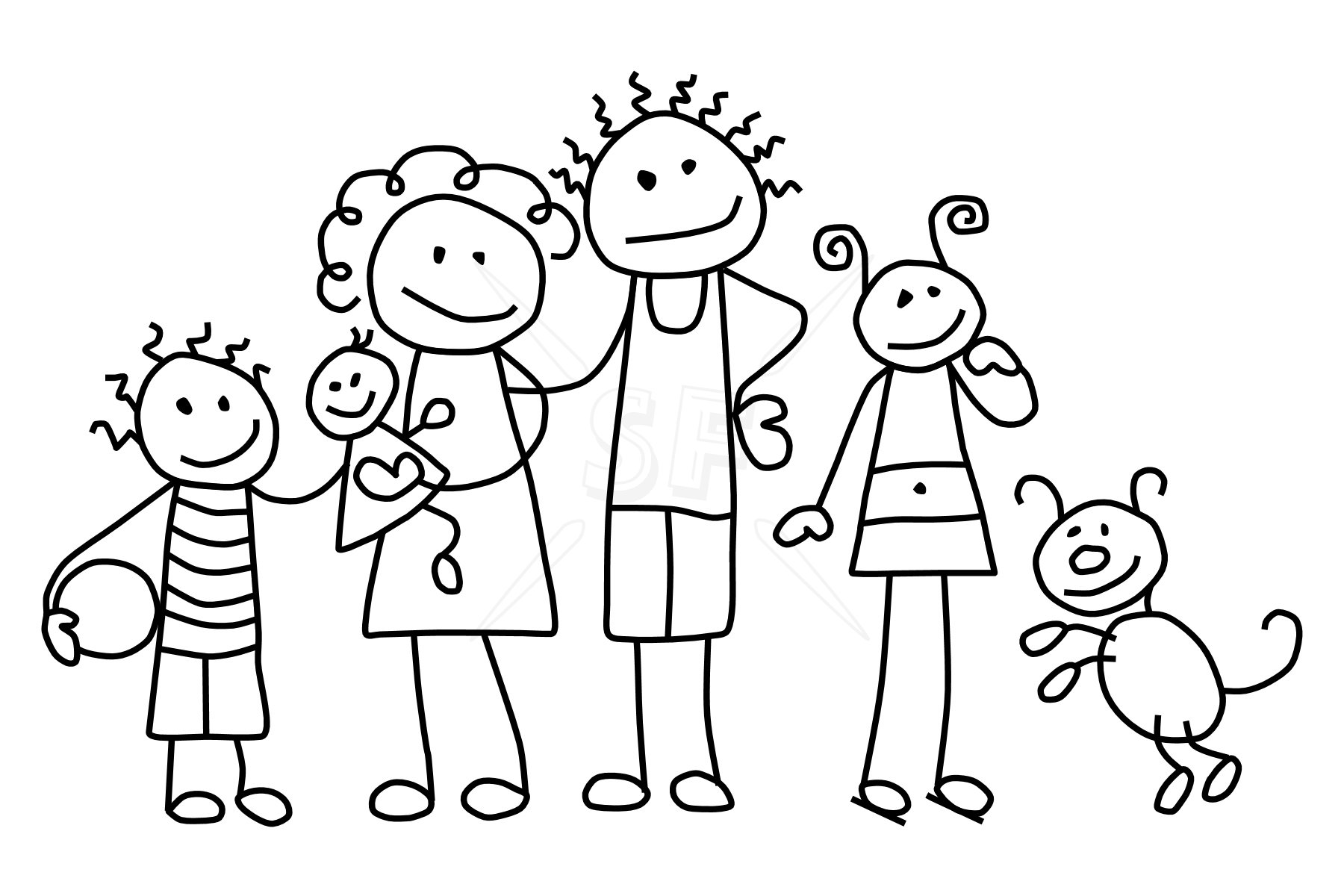 1800x1200 Stick Family Clipart