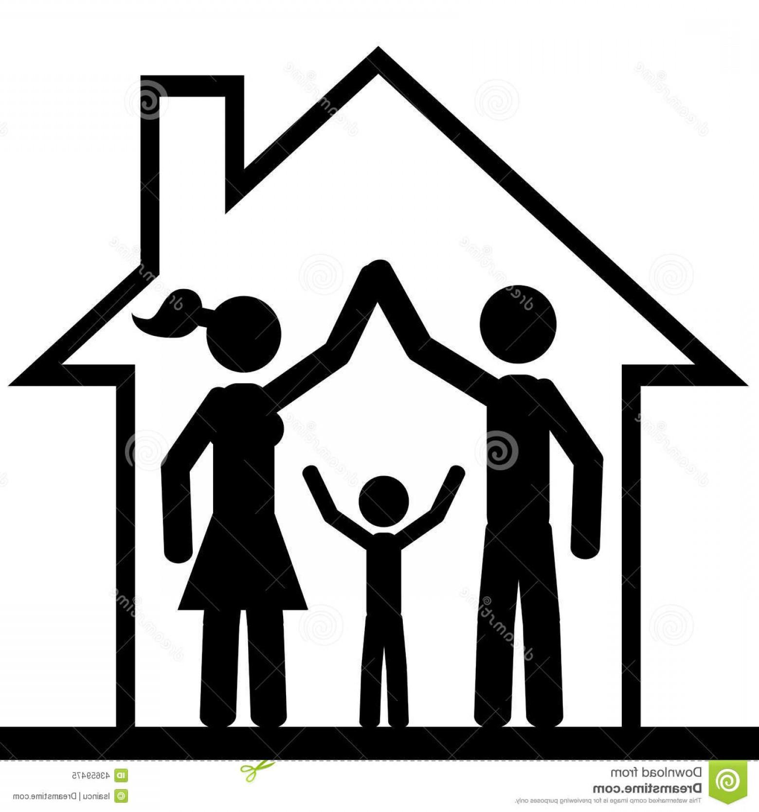 1560x1668 Stock Illustration House Family Inside Stick Figure Vector