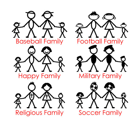 570x517 Vector Stick Family Clipart, Instant Download, Stick Figures Clip