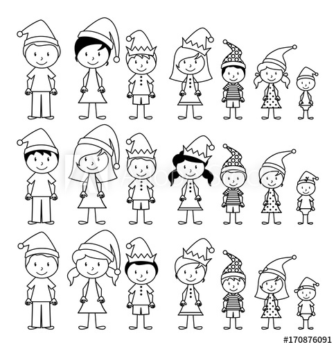 485x500 Vector Collection Of Line Art Christmas Or Holiday Themed Stick