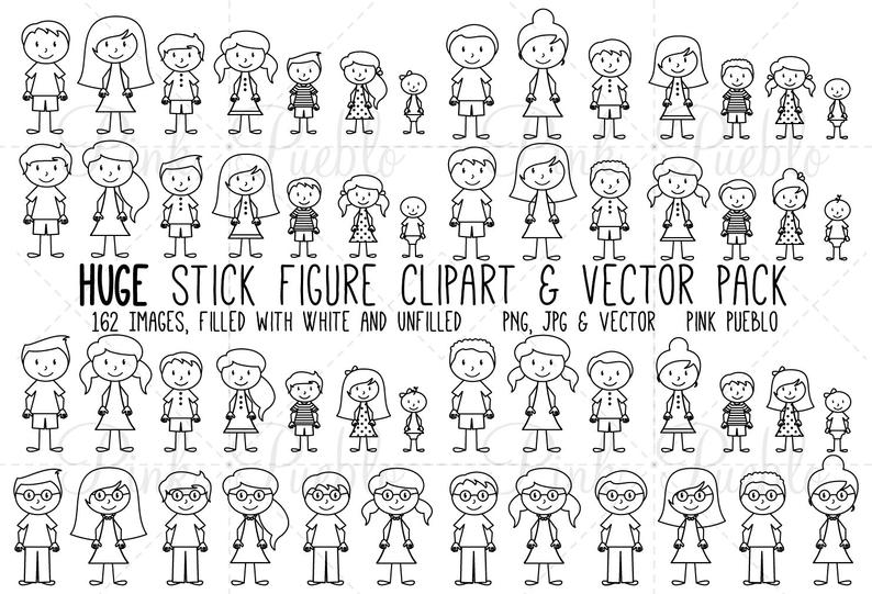 794x541 Huge Pack Of Stick Figure Clipart Clip Art Vectors Stick Etsy