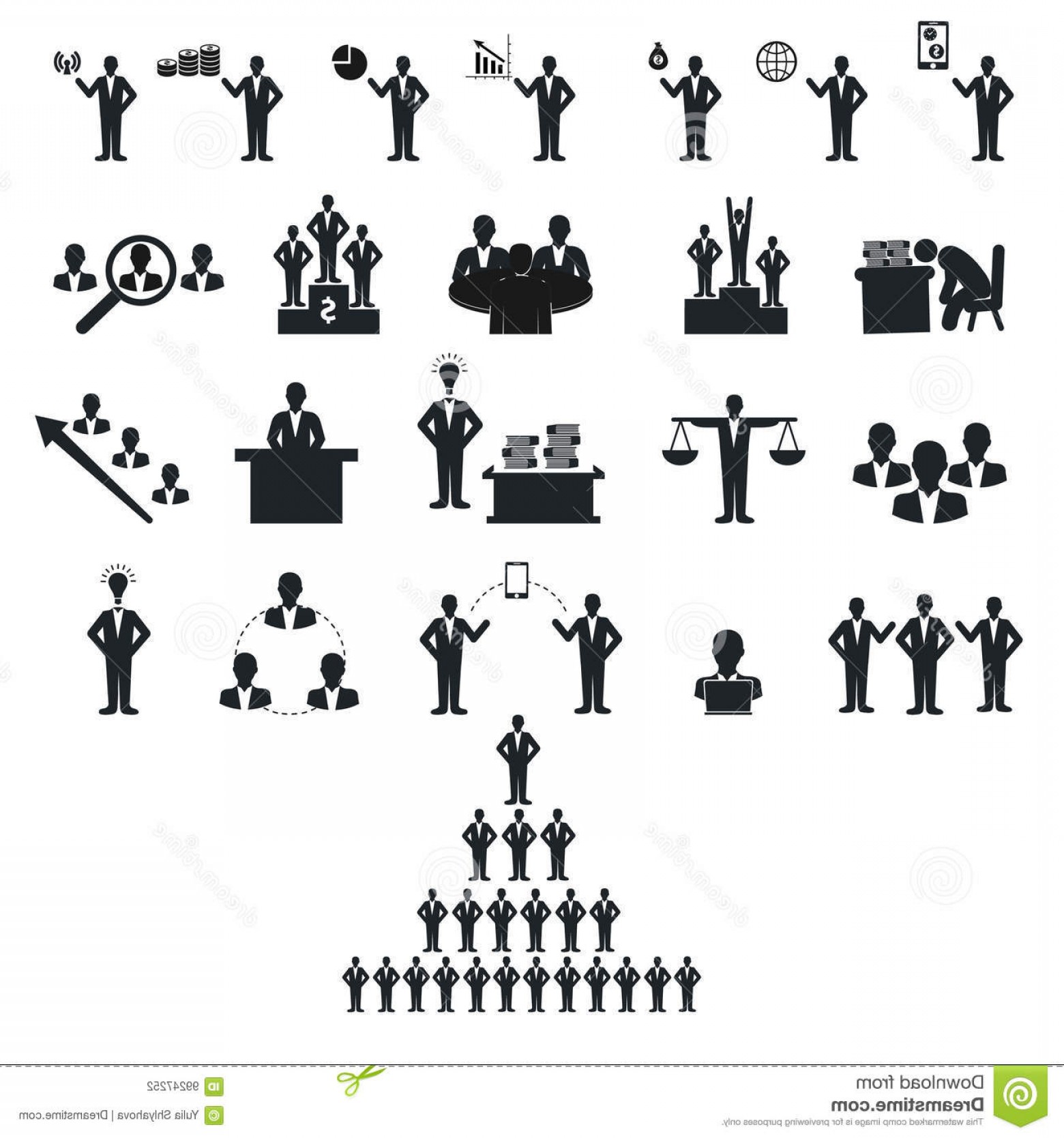 1560x1668 Stock Illustration Business People Black Stick Figure Set