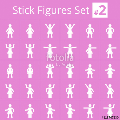 500x500 Vector Stick Figure Icon Set Of Female Poses And Gestures