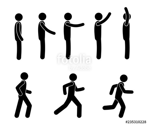 500x425 Man Raises His Hand, Movement And Poses, Stick Figure Man Icon