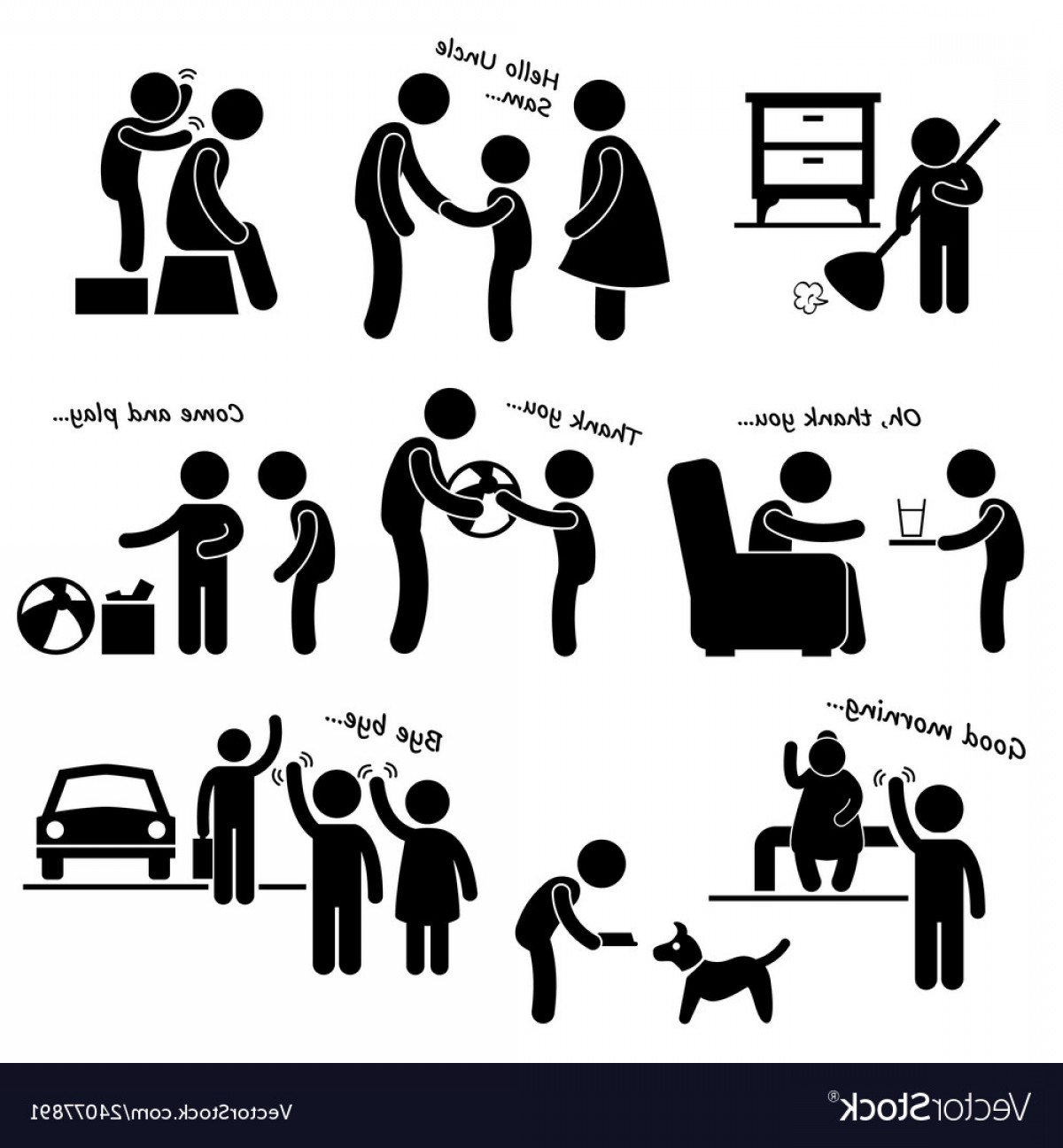 1200x1296 Obedient Good Little Child Kid Boy Stick Figure Vector Catchsplace