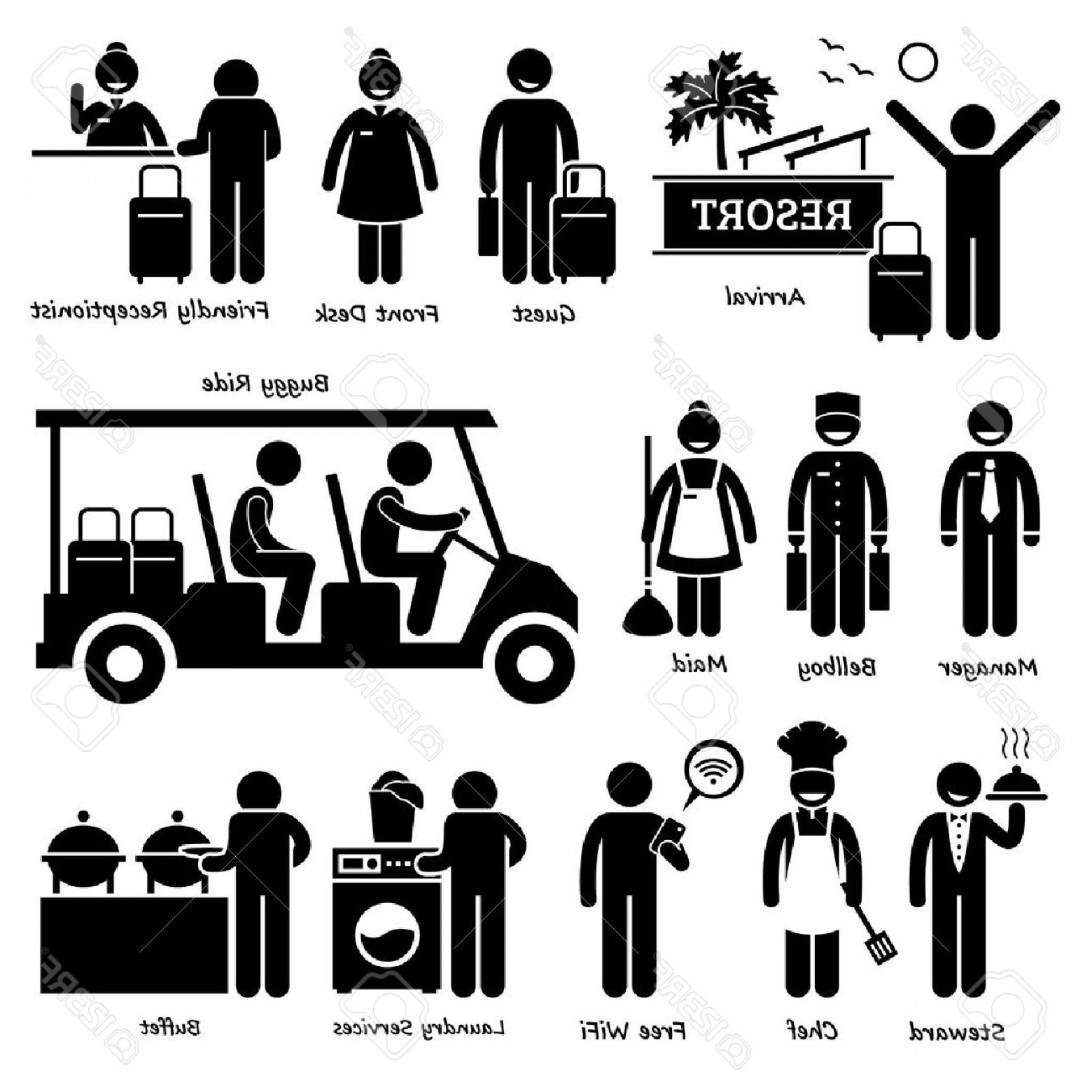 1560x1560 Photostock Vector Resort Villa Hotel Tourist Worker And Services