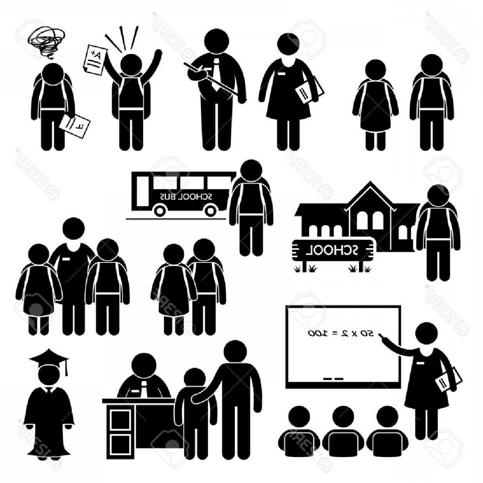 1560x1560 Photostock Vector Student Teacher Headmaster School Children Stick
