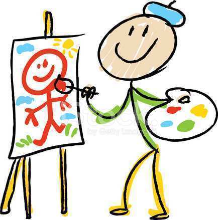 434x439 Cartoons Painting New Stick Figure Artist Stock Vector Free