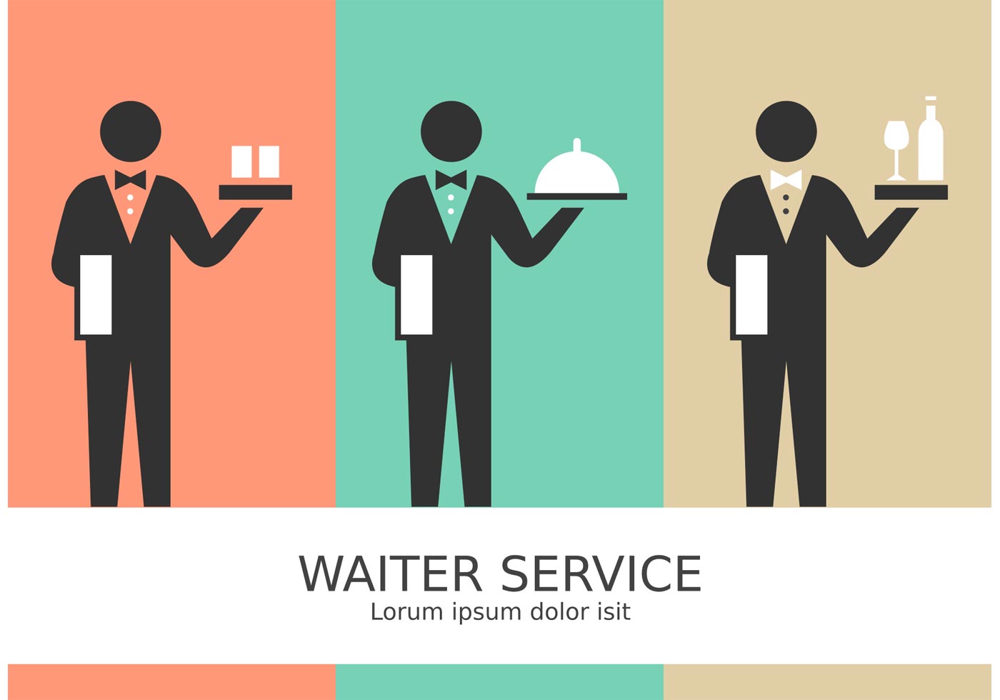 1400x980 Vector Waiter Service Stick Figure Pictograms