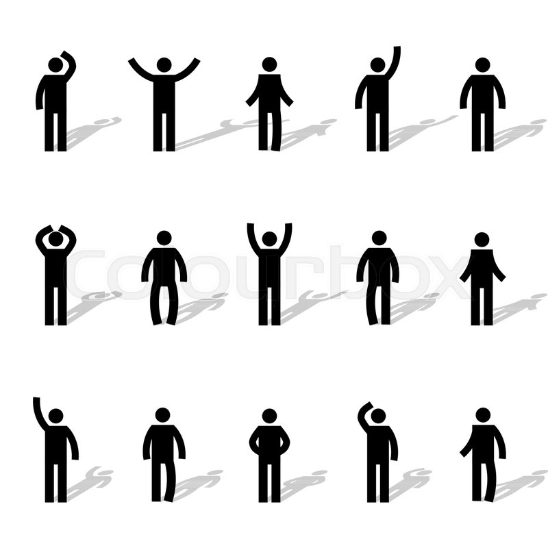 800x800 Set Of Stick Figures, Black Mens Stock Vector Colourbox