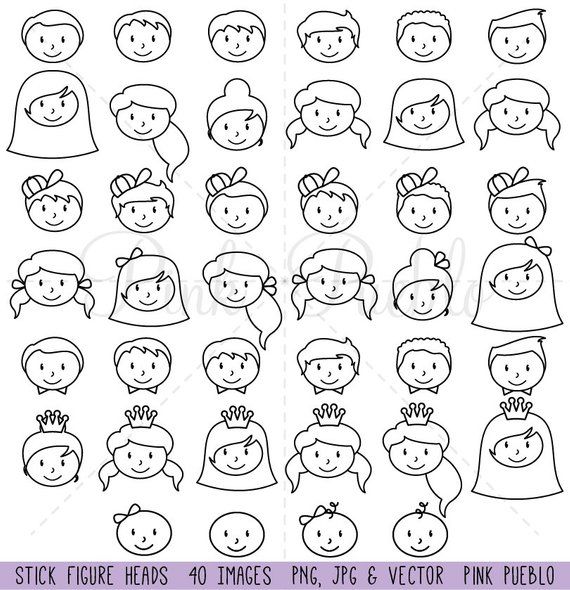 570x590 Stick Figure Heads Clipart Clip Art Vectors, Stick People Family