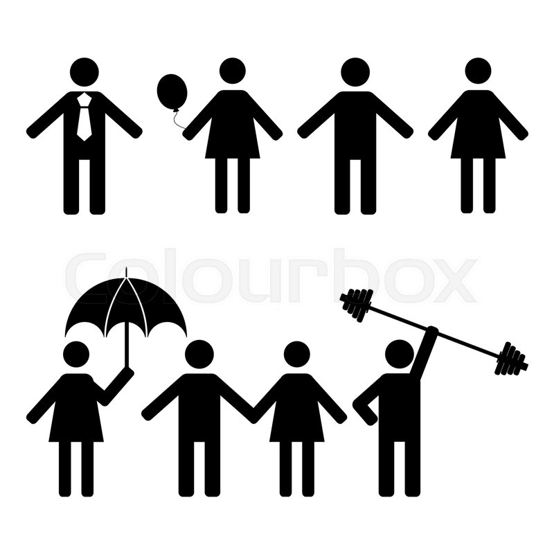 800x800 A Set Of Stick Figures, Black Womans Stock Vector Colourbox