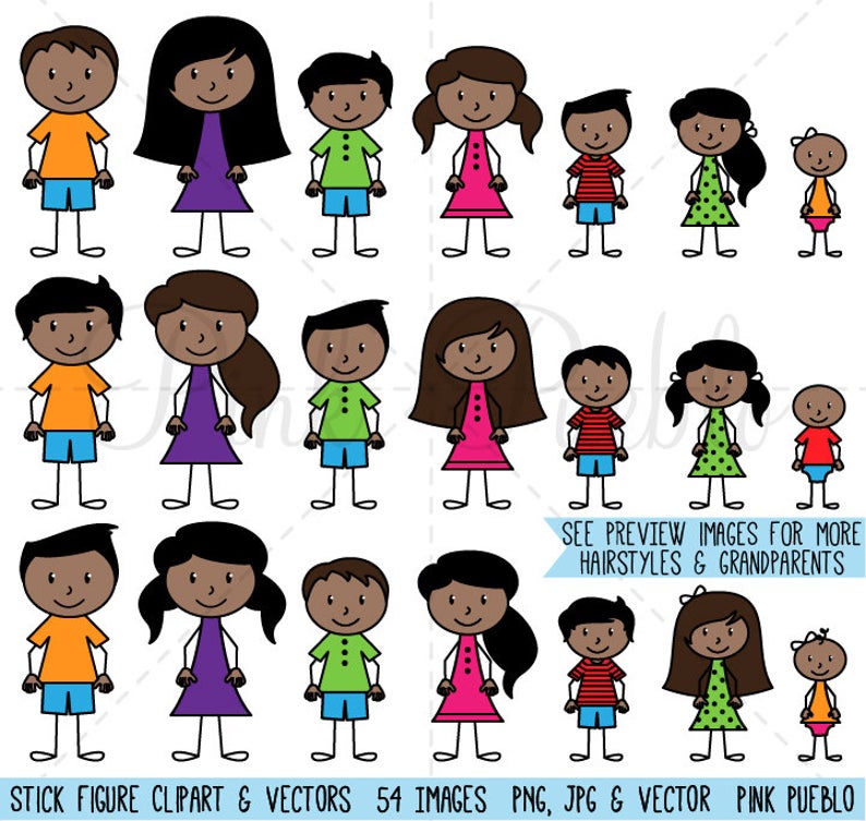794x753 African American Stick Figure Clipart Clip Art Vectors Stick Etsy