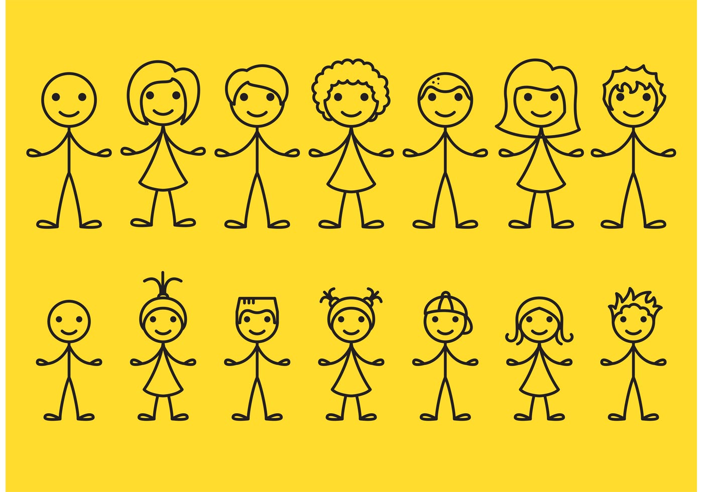 1400x980 Kid Stick Figure Free Vector Art