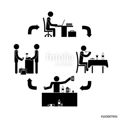 500x500 Stick Figure Vector Life Cycle Expenditure Of A Person Stock
