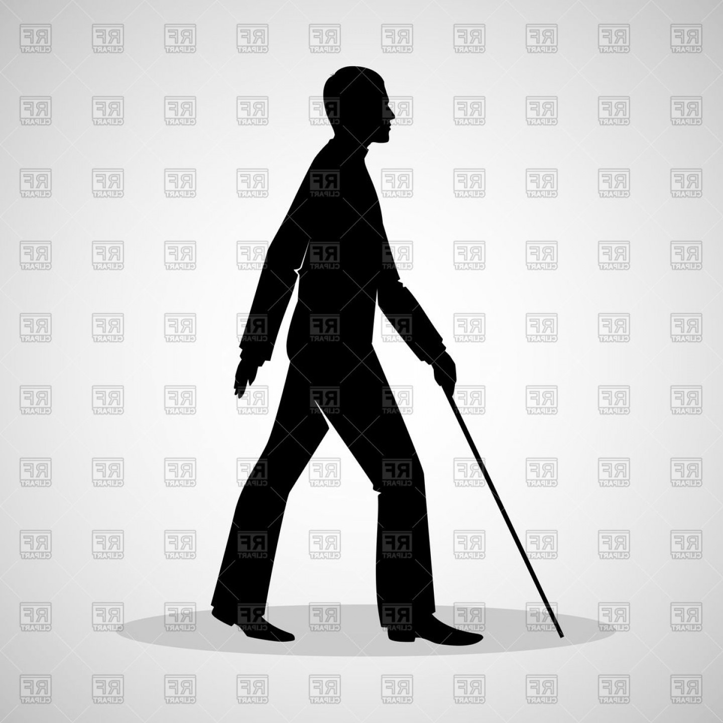 Silhouette Of Blind Man With Walking Stick Vector Clipart 1440x1440 Silhouette Of Blind Man With Walking Stick Vector Clipart