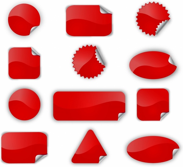 600x548 Red Stickers Free Vector In Adobe Illustrator