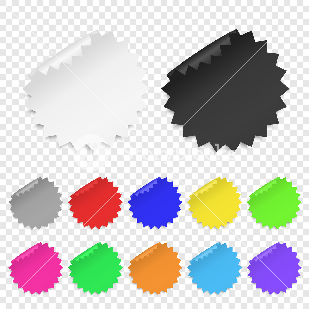 1000x1000 Vector Realistic Circle Adhesive Colored Blank Paper Sticker