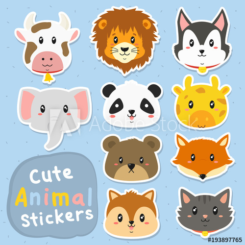 Cute And Funny Animals Stickers Vector Set Printable Cute Animals 500x500 Cute And Funny Animals Stickers Vector Set Printable Cute Animals