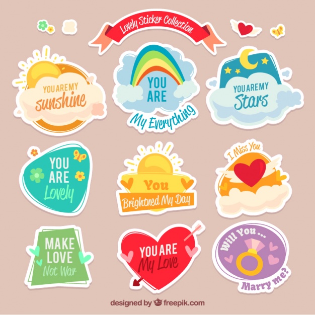 Awesome Collection Of Lovely Stickers Vector Free Download 626x626 Awesome Collection Of Lovely Stickers Vector Free Download