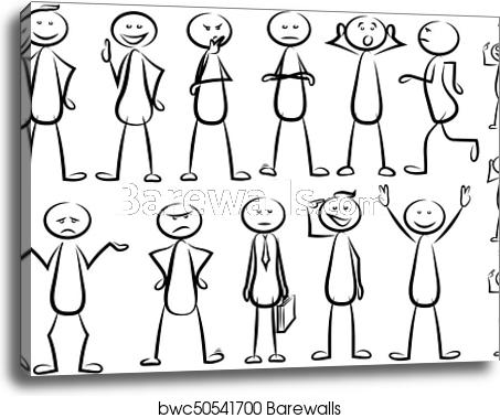 453x379 Stickman Vector Set, Canvas Print Barewalls Posters Prints