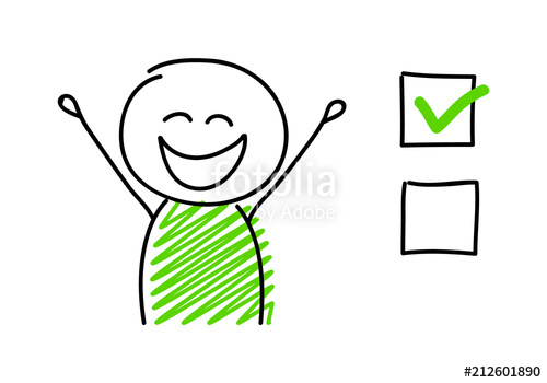 500x350 Tick Icon With Happy Stickman Vector Stock Image And Royalty