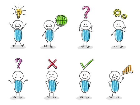 450x338 Collection Of Hand Drawn Business Icons With Funny Stickman