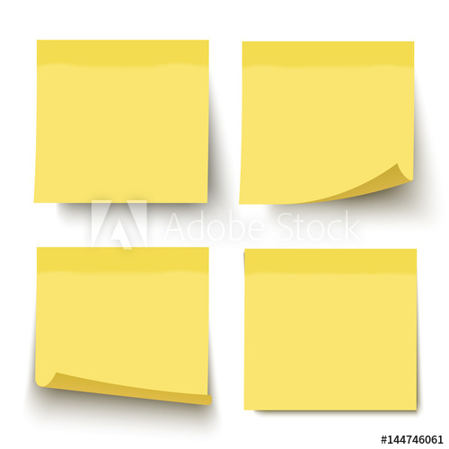 500x500 Yellow Sticky Notes Vector Illustration Isolated On White