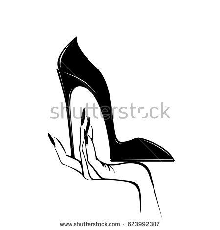 450x470 High Heel Shoe Woman Hand Beautiful Stock Vector